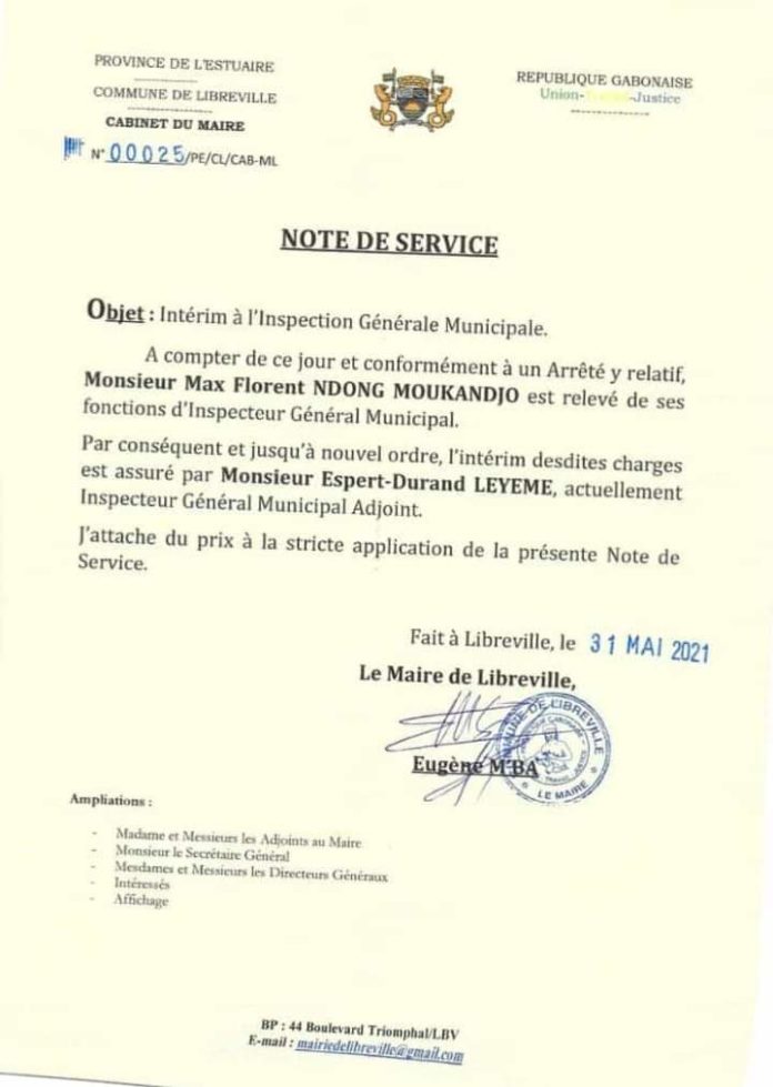 Mairie de Libreville/détournement de fonds Eugène Mba se débarrasse de